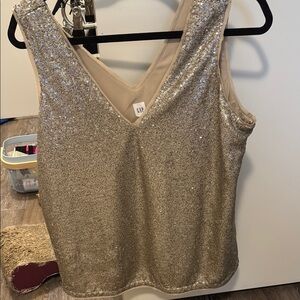 GAP Gold Sequin Sleeveless Tank Top sz L